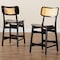 Baxton Studio Tafari Mid-Century Modern Dark Brown Finished Wood and Rattan 2-Piece Counter Stool Set, PR 239-2PC-13419-ZORO - alternate 8